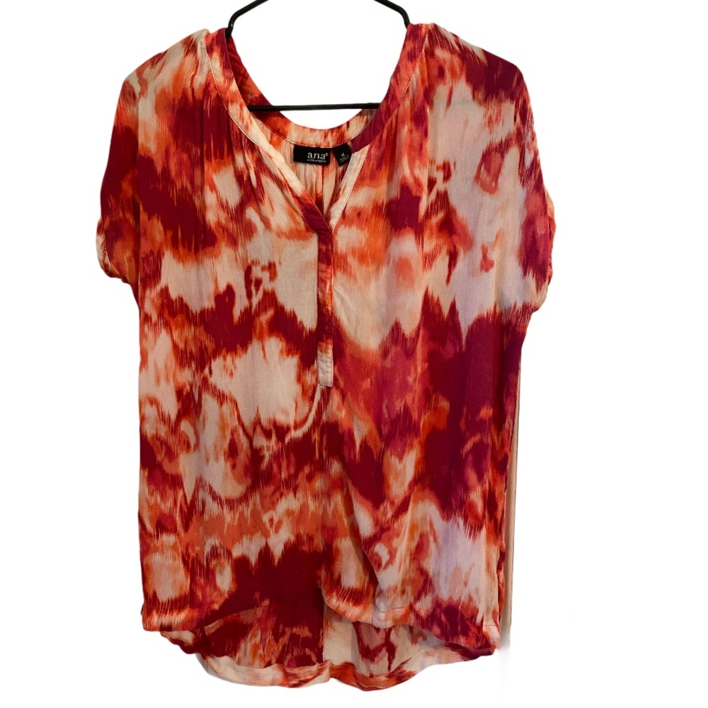 A.n.a Pink White Tie Dye High Low Blouse